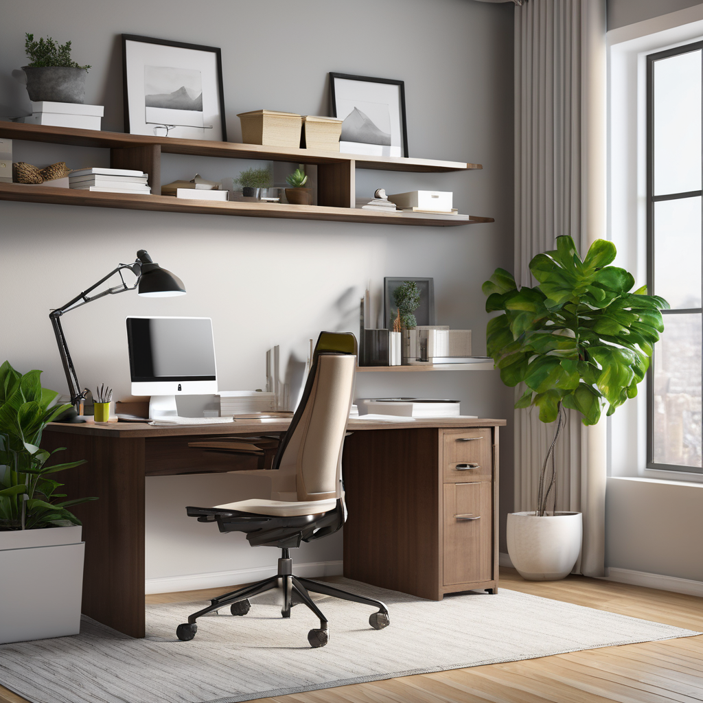 Professional home services office workspace showing organized business environment