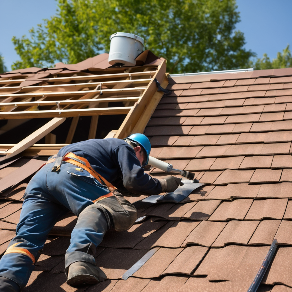 Professional residential roof repair showing skilled craftsmanship